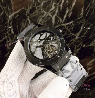 High Quality Copy Hublot Classic Fusion Squelette Tourbillon Watch All Black